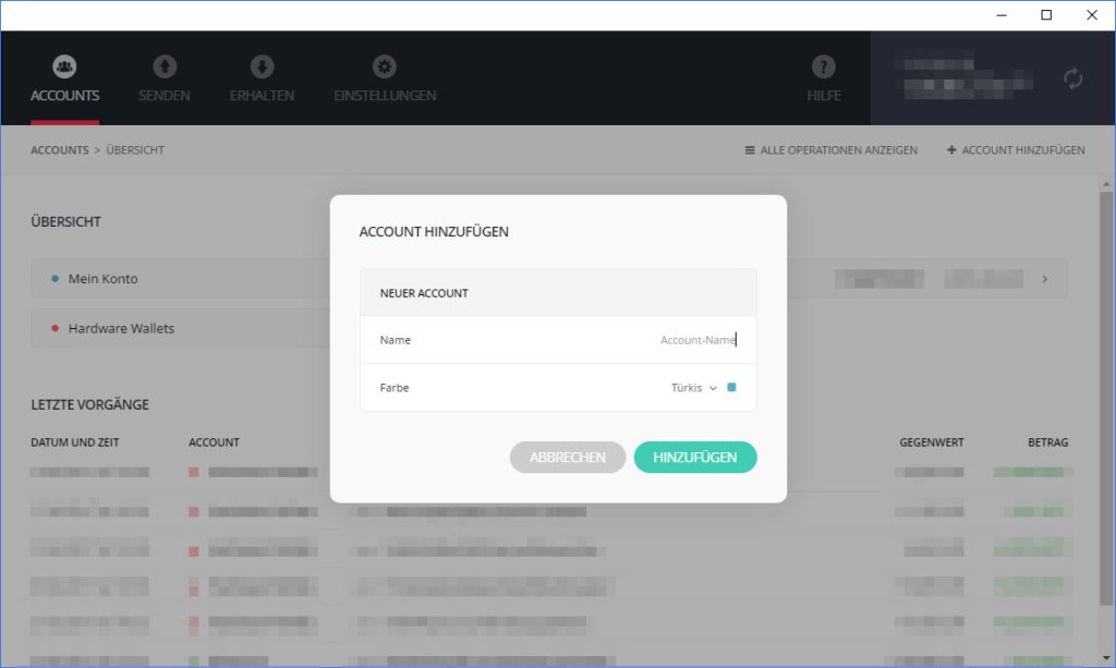 Add wallet account