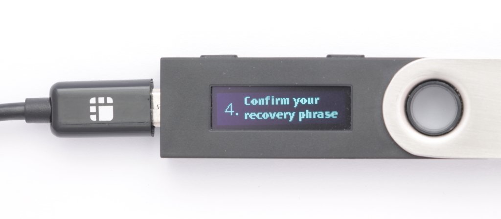 Ledger Nano S Confirmation of Wiederherstellungschlüssels