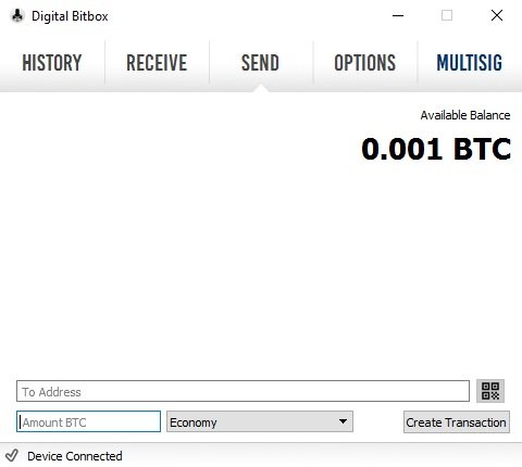 Digital Bitbox Bitcoins senden