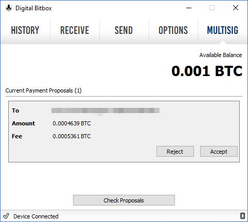 Digital Bitbox MultiSig Wallet Copay Transaktion zustimmen