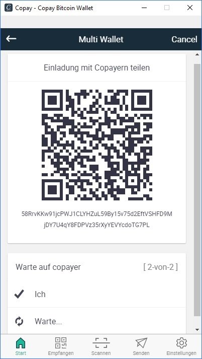 Digital Bitbox MultiSig Wallet Copay teilen Copay