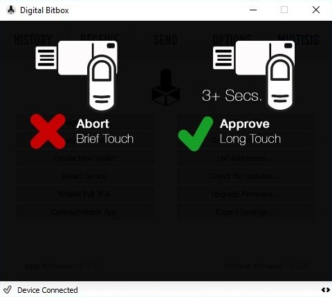 Digital Bitbox Passwort ändern submit abgeschlossen