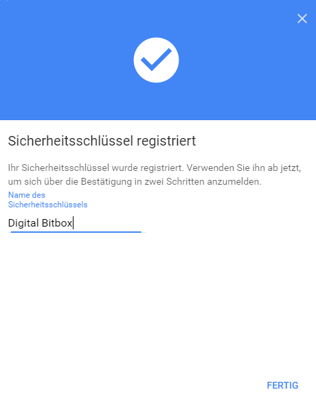 Digital Bitbox U2F google fertig