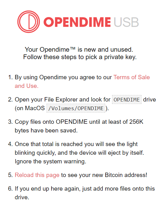 Opendime Einrichtung