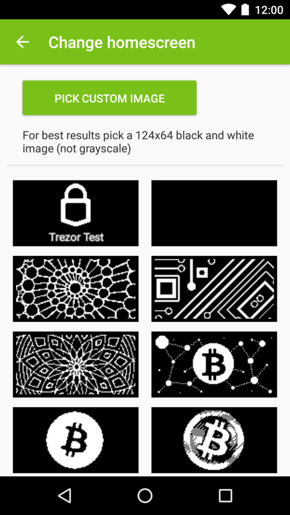 Trezor Mobil Change homescreen