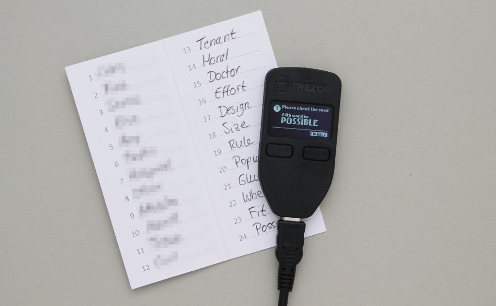 Trezor Configuración Recuperación Acabado Semilla