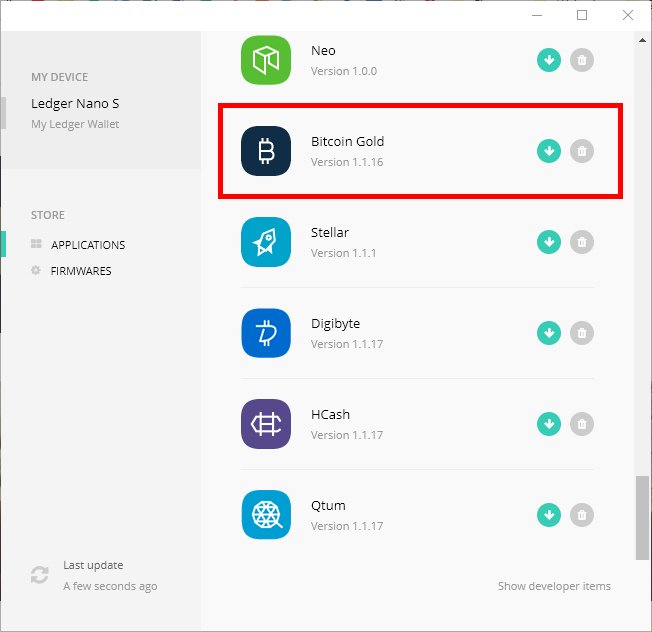 Ledger Manager Bitcoin Gold App