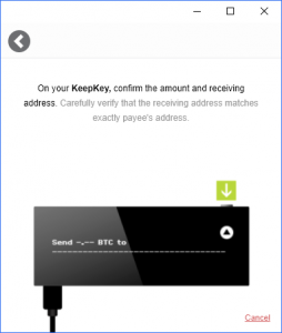 KeepKey Bitcoin Senden bestätigen