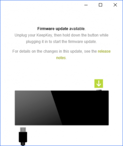 KeepKey Firmware Updae erforderlich