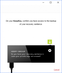 KeepKey Verify Backup