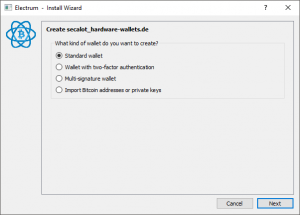 Secalot Bitcoin Wallet einrichten Schritt 2