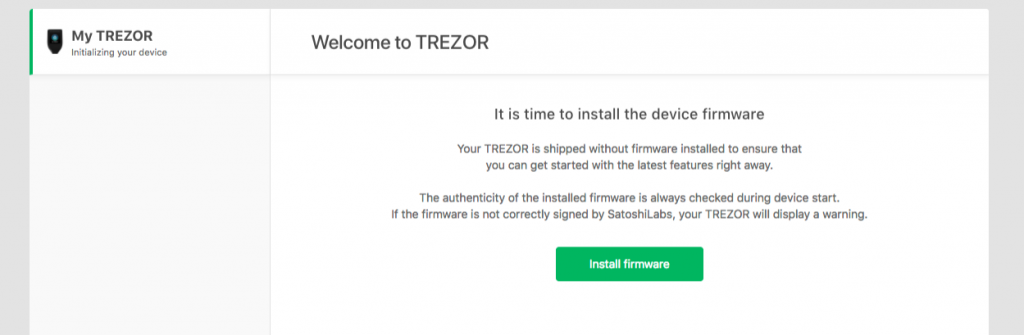 TREZOR Model T erste Firmware aufspielen