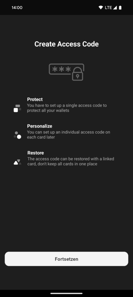 Tangem Wallet Setup 7 Access Code