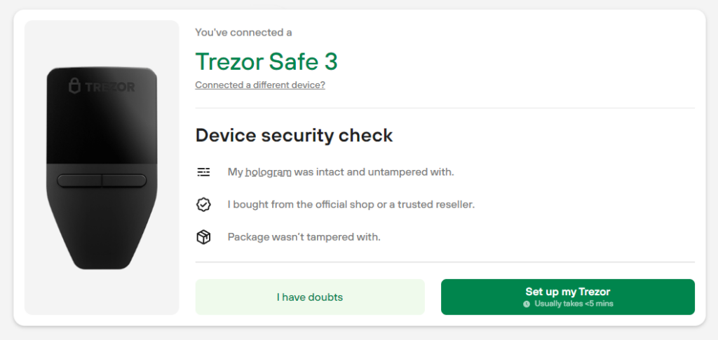 Trezor Suite Safe 3 Start