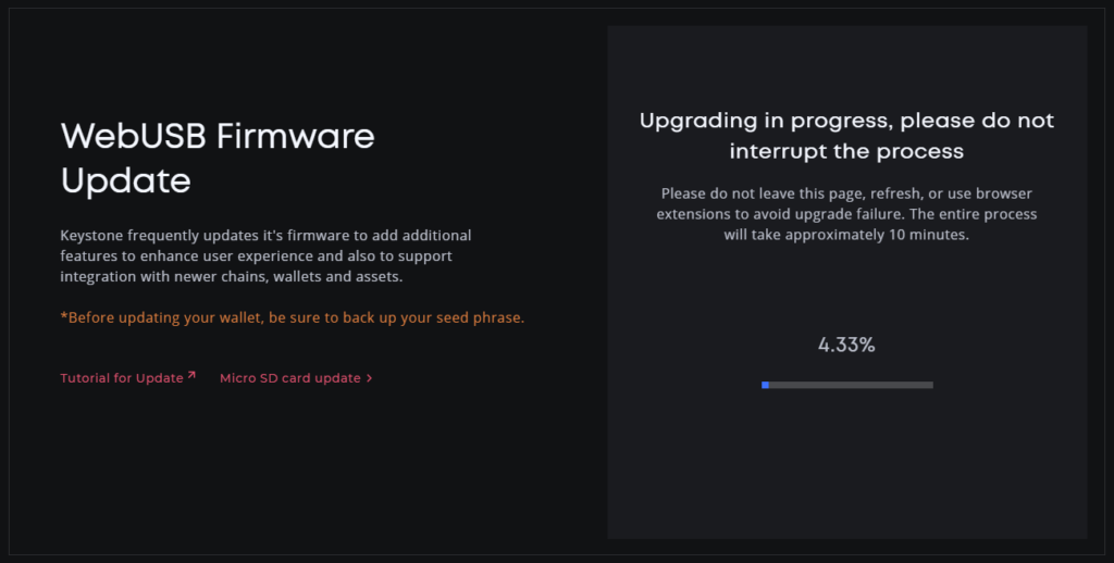 Keystone 3 Pro Firmware Update