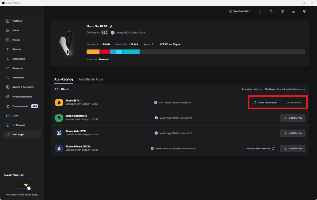 Ledger Wallet Install Btc App